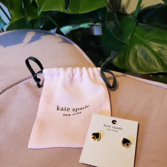 kate spade Jewelry - Kate Spade - Black Spade Earrings With Pink Cloth Gift Dust Bag